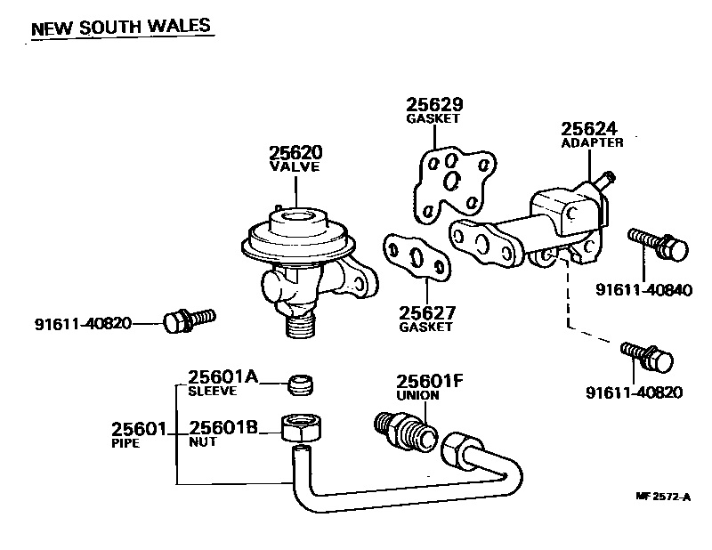 Toyota HILUX 废气再循环系统 EPC diagram — MF2572A