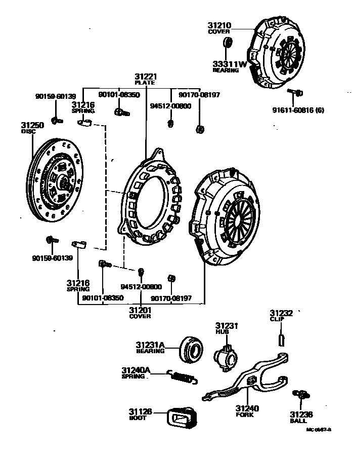 Toyota HILUX 离合器和分离叉 EPC diagram — MC6587B