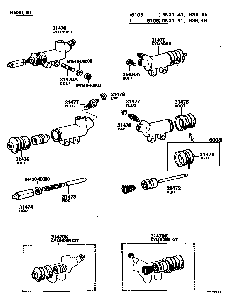 Toyota HILUX 离合器分离缸 EPC diagram — MC5683F