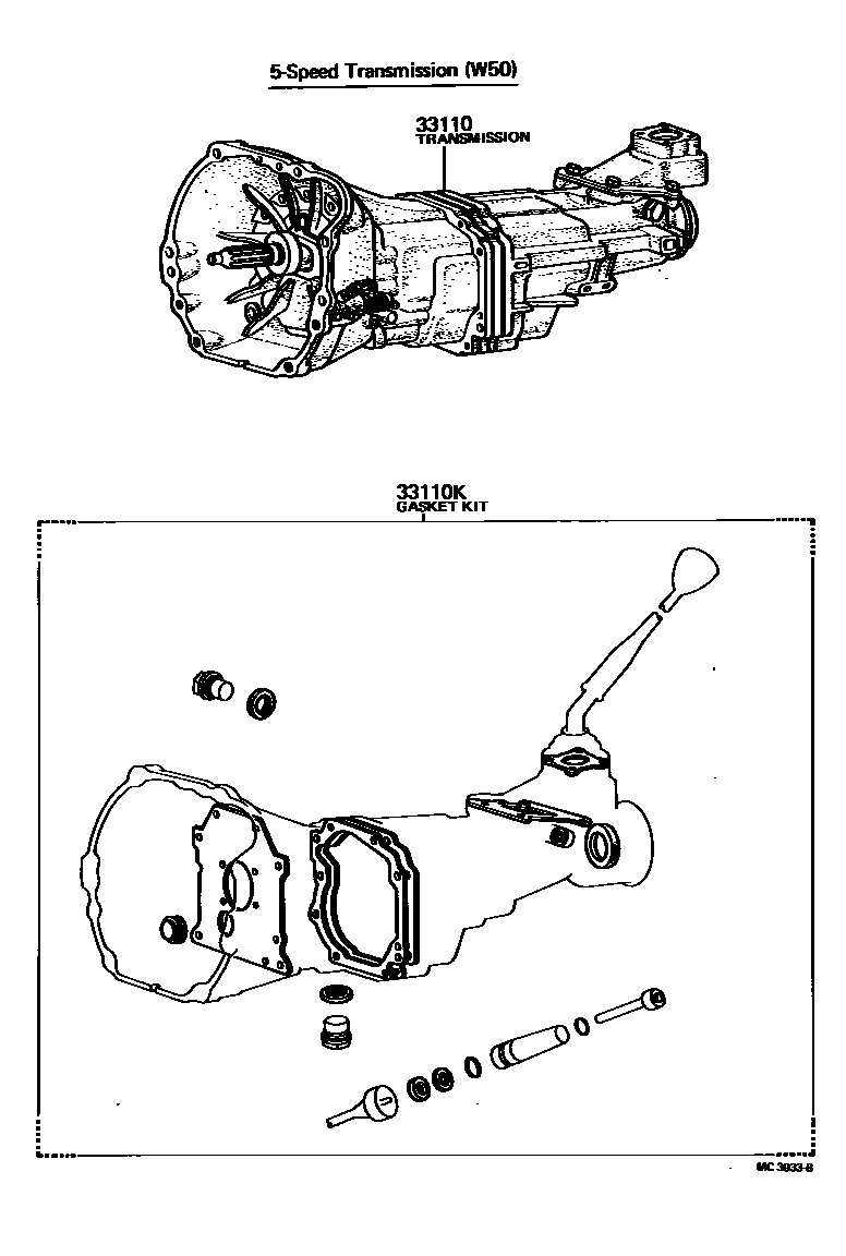 Toyota HILUX 传动桥或变速器总成和衬垫组件(MTM) EPC diagram — MC3933B