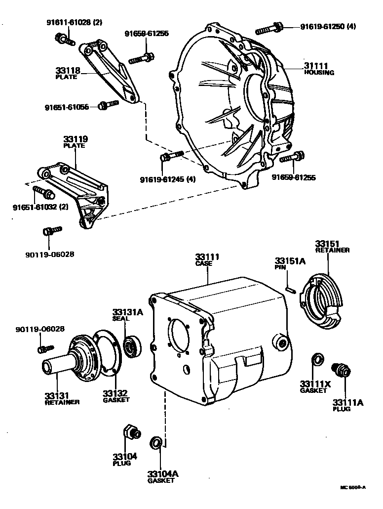 Toyota HILUX 离合器壳和变速器壳(MTM) EPC diagram — MC6669A