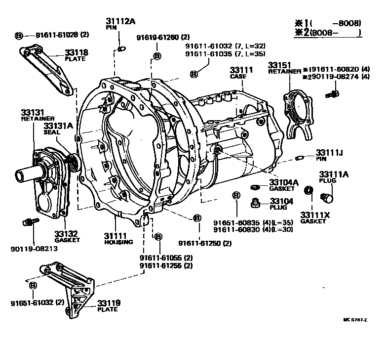 Toyota HILUX 离合器壳和变速器壳(MTM) EPC diagram — MC6797E