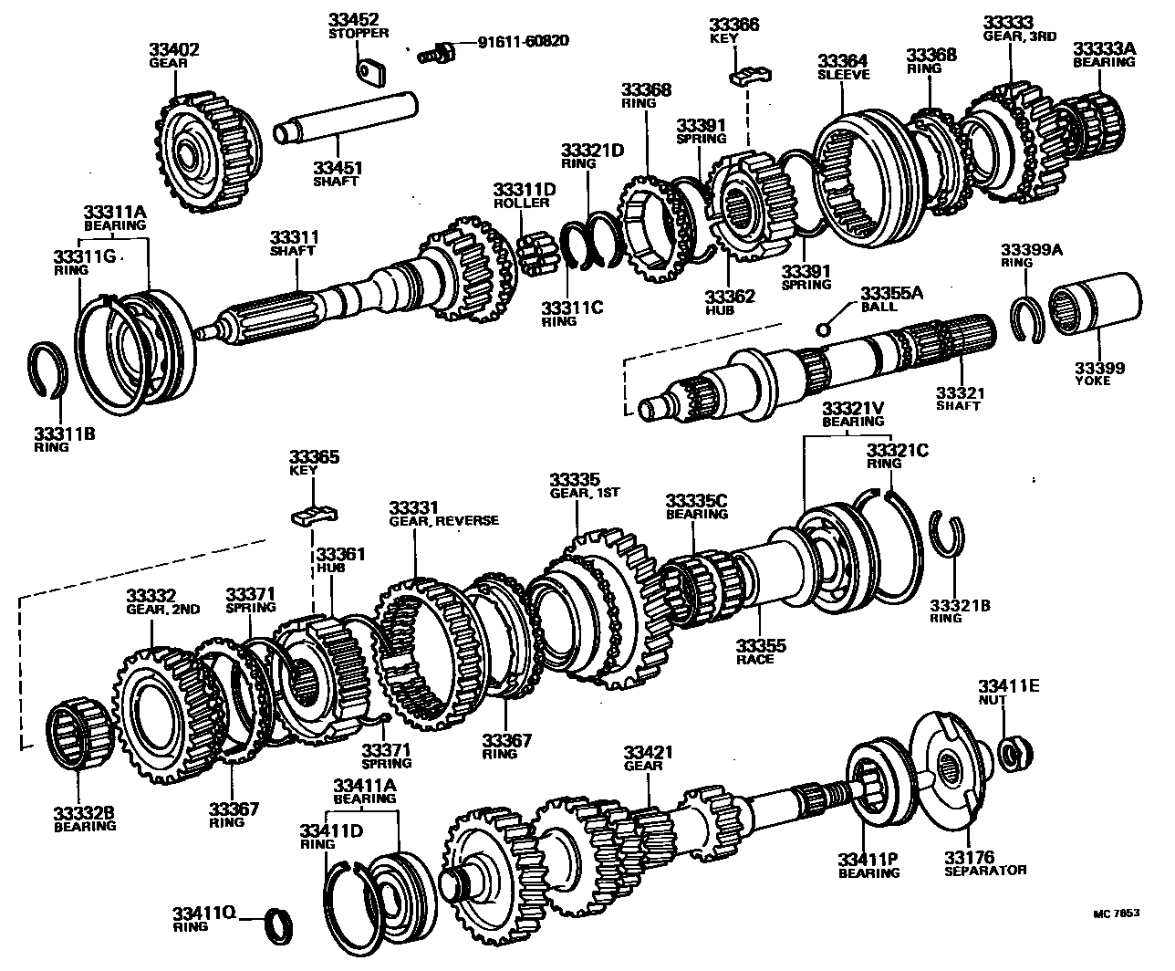 Toyota HILUX 变速器齿轮(MTM) EPC diagram — MC7653