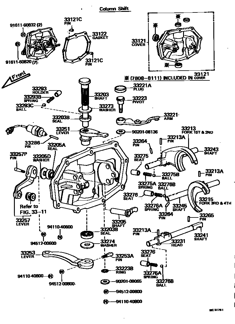Toyota HILUX 换档拨叉和换档杆轴(MTM) EPC diagram — MC3179I