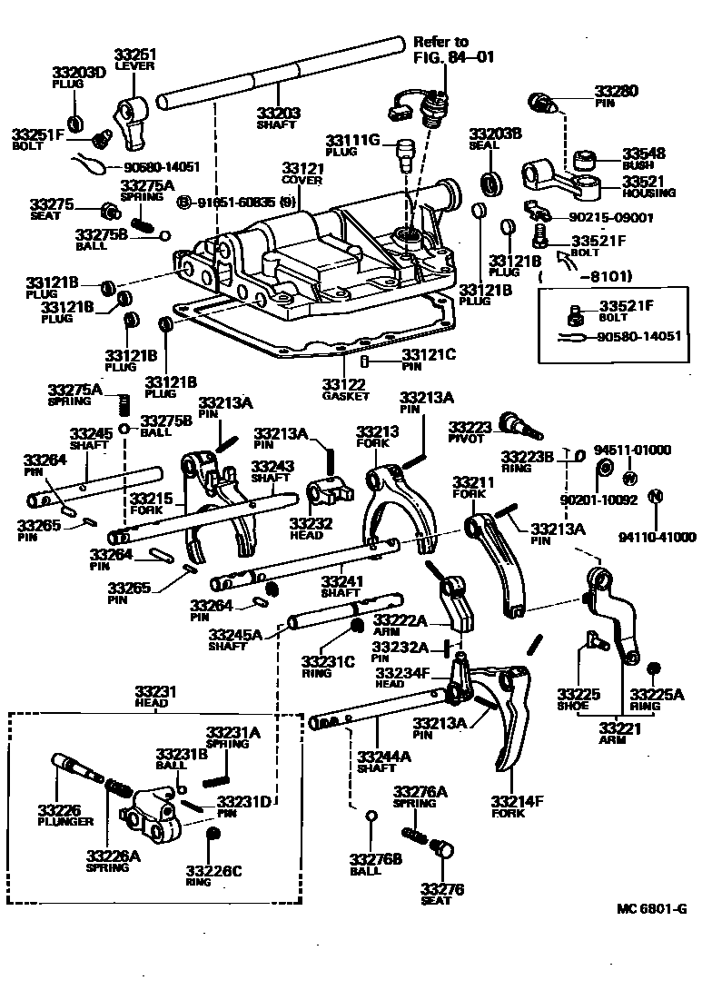 Toyota HILUX 换档拨叉和换档杆轴(MTM) EPC diagram — MC6801G