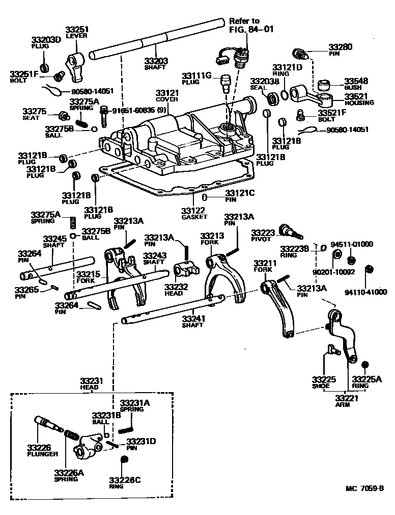 Toyota HILUX 换档拨叉和换档杆轴(MTM) EPC diagram — MC7059B