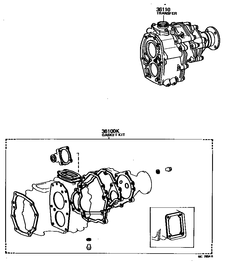 Toyota HILUX Transfer Assembly & Gasket Kit EPC diagram — MC7654B
