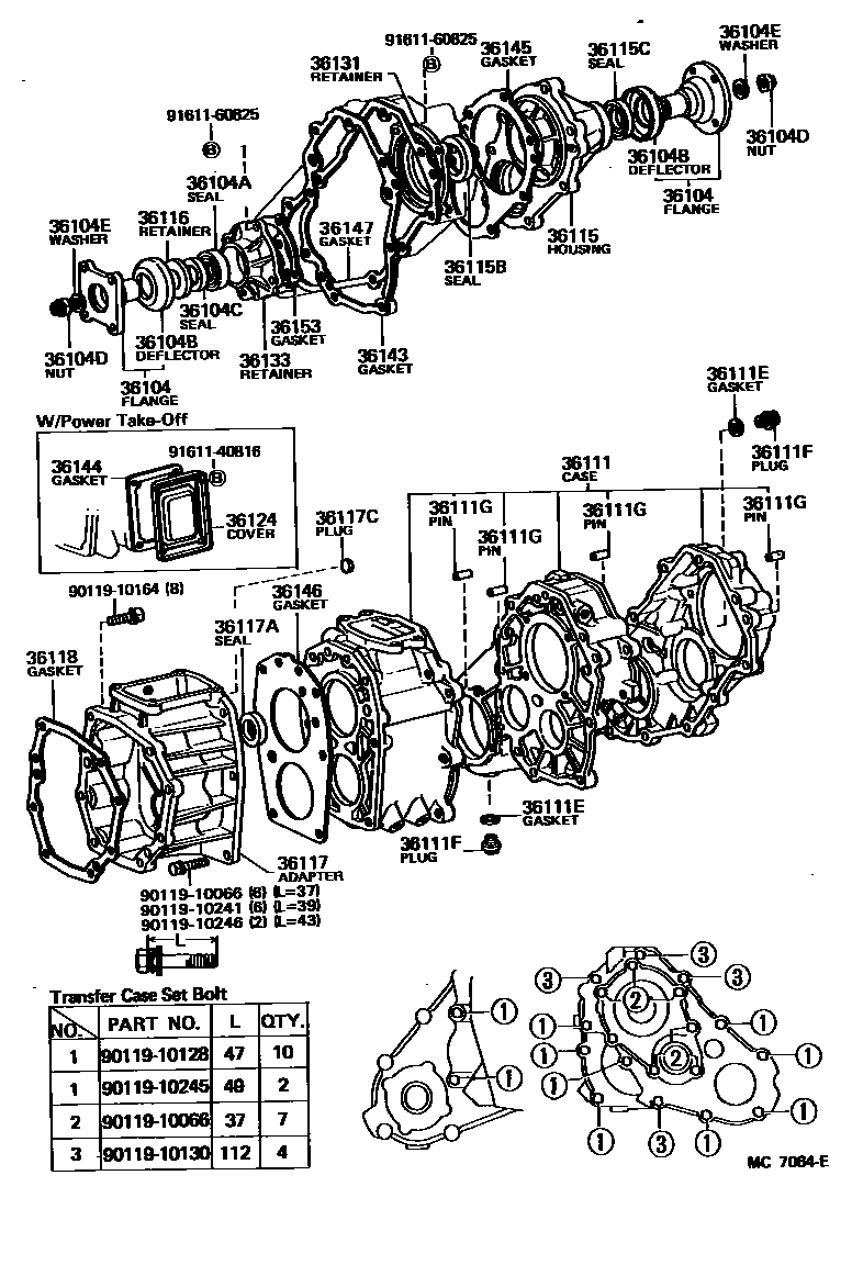 Toyota HILUX Transfer Case & Extension Housing EPC diagram — MC7064E