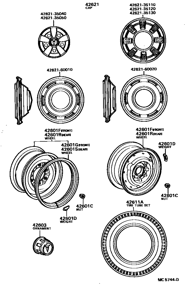 Toyota HILUX 车轮和车轮盖 EPC diagram — MC5744D