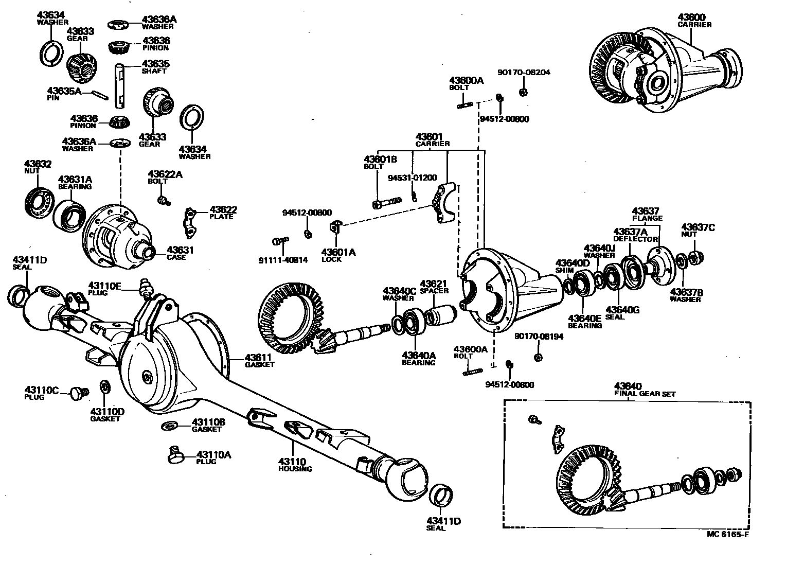 Toyota HILUX 前桥壳和差速器 EPC diagram — MC6165E