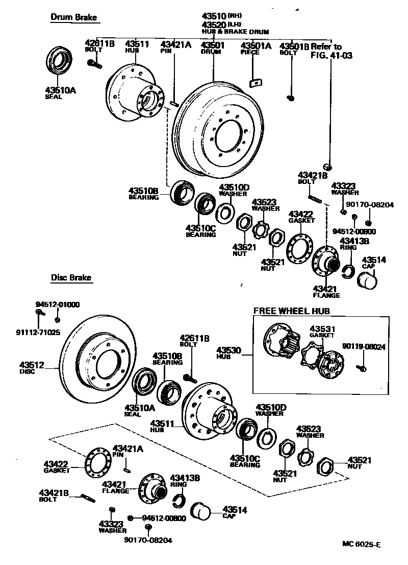 Toyota HILUX Front Axle Hub EPC diagram — MC6025E