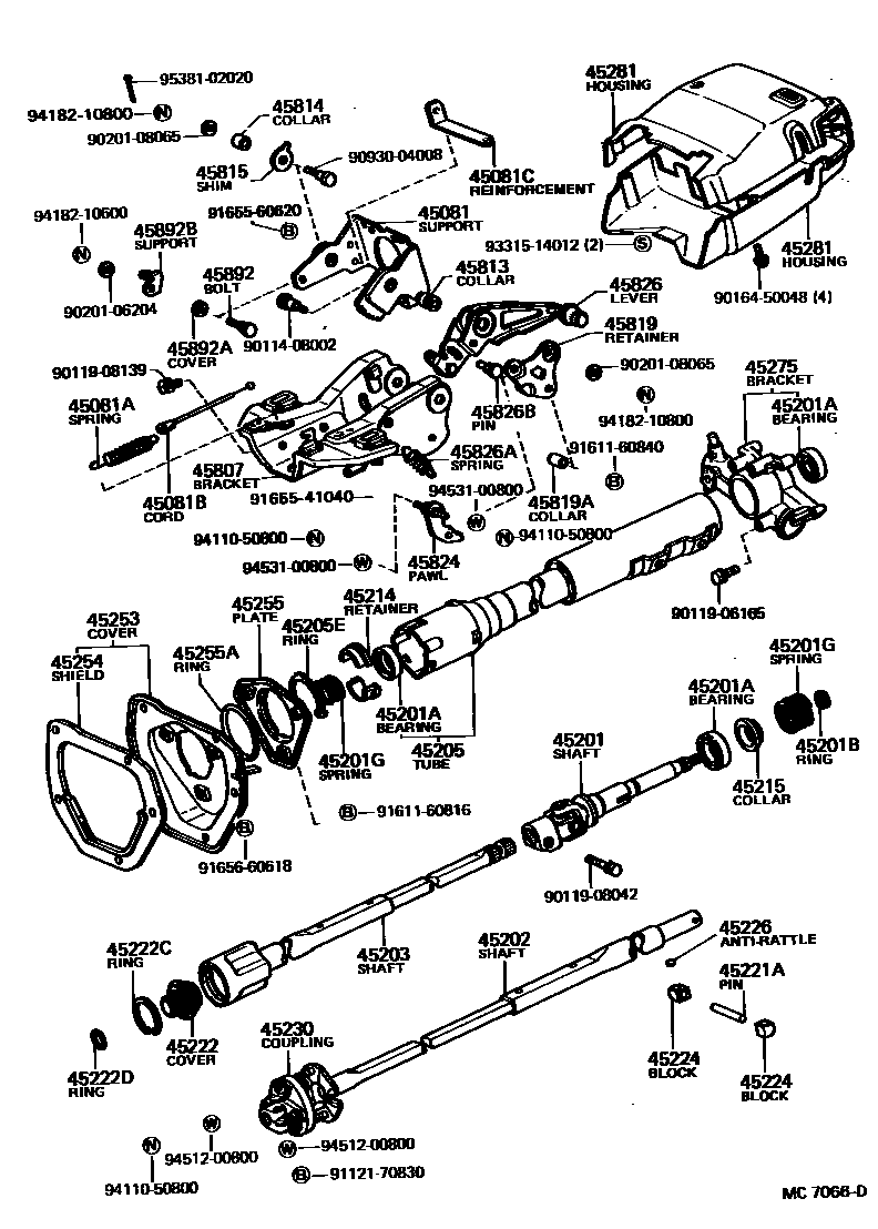 Toyota HILUX Steering Column & Shaft EPC diagram — MC7066D