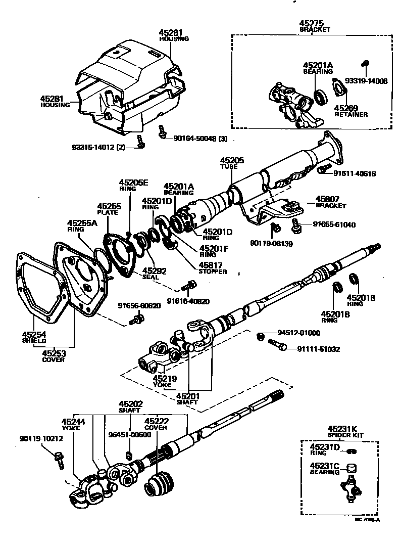 Toyota HILUX Steering Column & Shaft EPC diagram — MC7068A