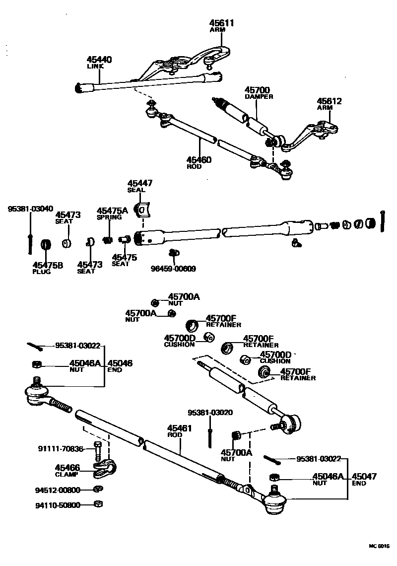 Toyota HILUX 前转向齿轮和连杆 EPC diagram — MC6016