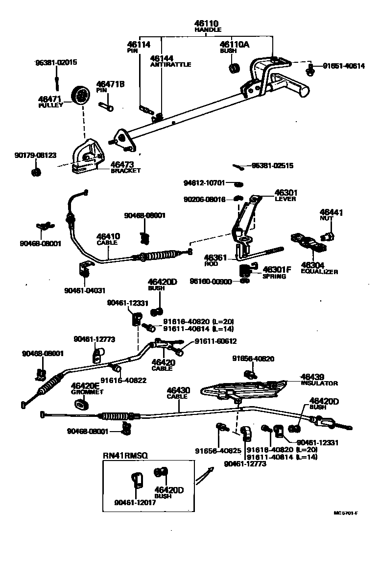 Toyota HILUX Parking Brake & Cable EPC diagram — MC5701F