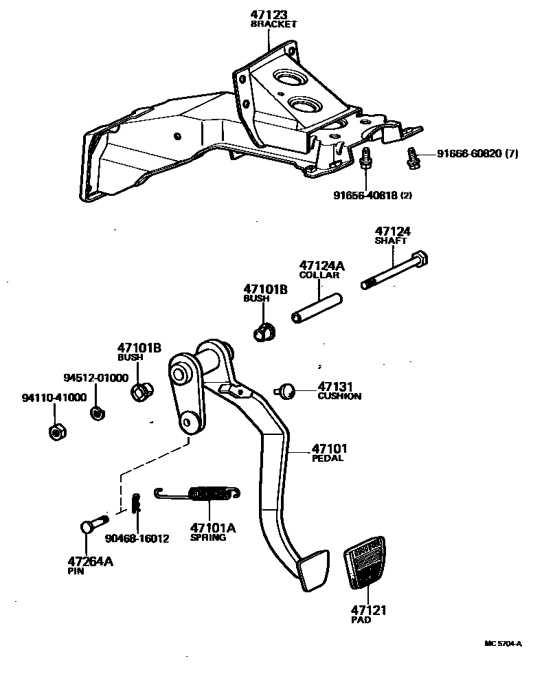 Toyota HILUX Brake Pedal & Bracket EPC diagram — MC5704A