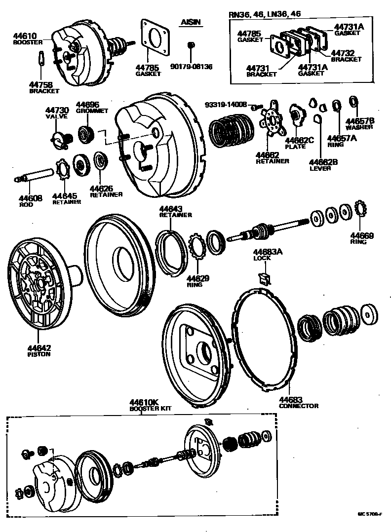 Toyota HILUX 制动助力器和真空管 EPC diagram — MC5708F