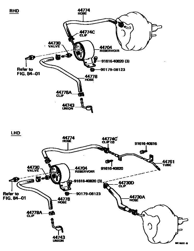 Toyota HILUX 制动助力器和真空管 EPC diagram — MC6591B