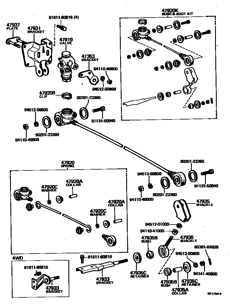 Toyota HILUX 制动配管和卡箍 EPC diagram — MC5759B