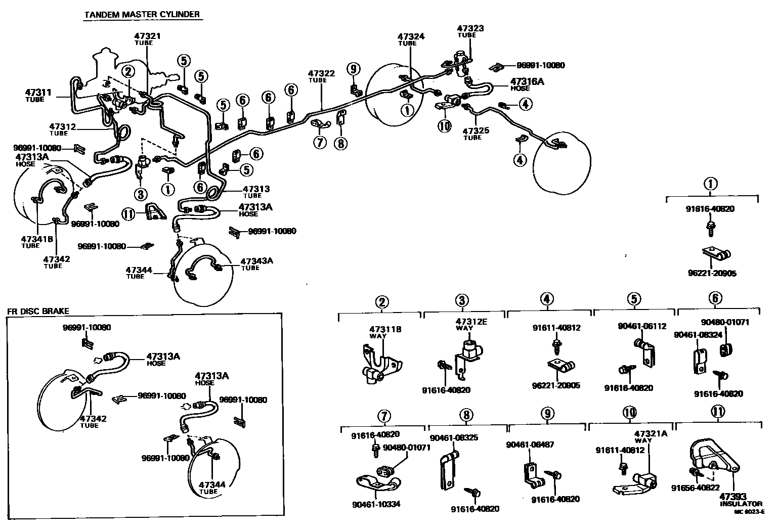 Toyota HILUX 制动配管和卡箍 EPC diagram — MC6023E
