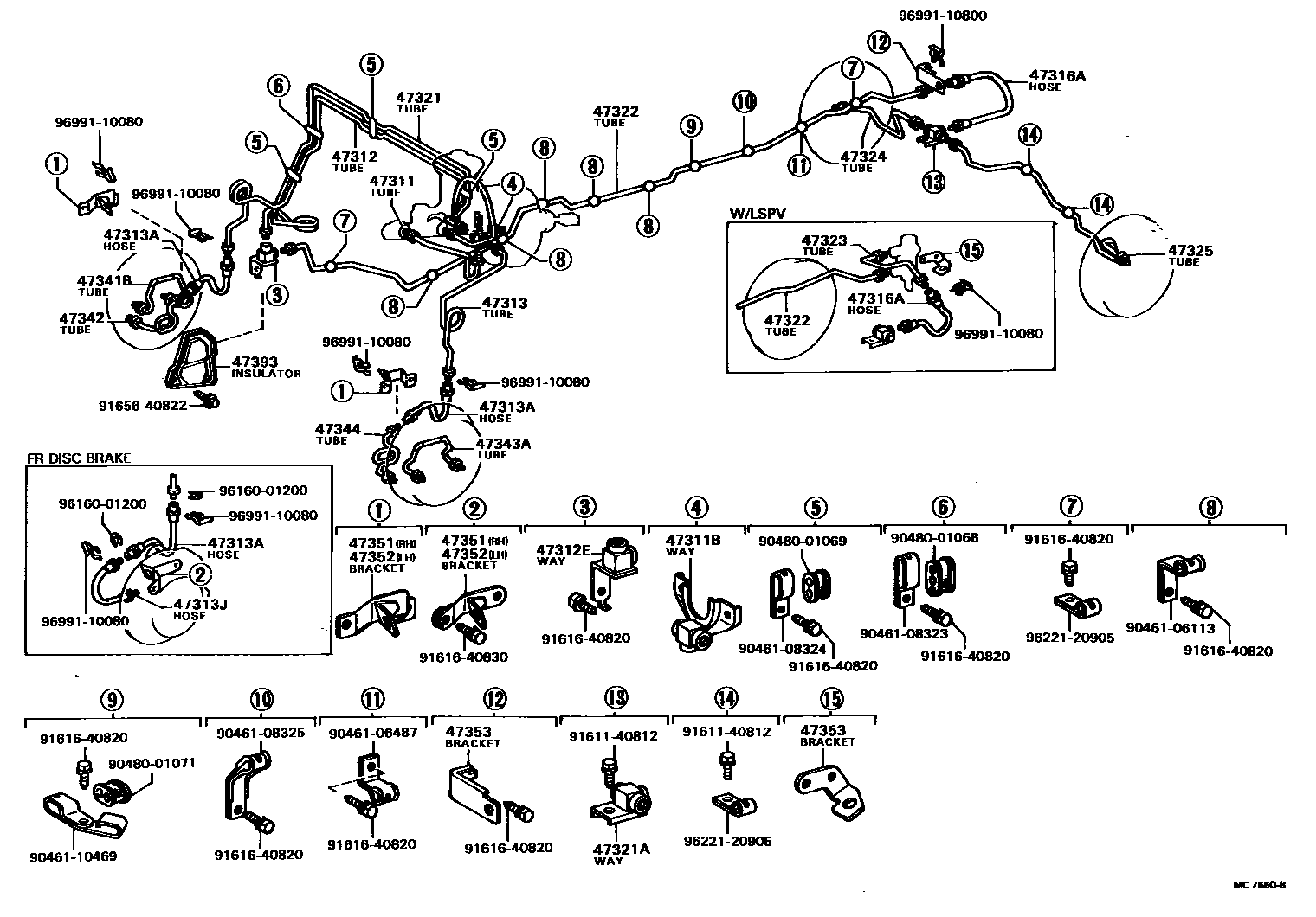 Toyota HILUX 制动配管和卡箍 EPC diagram — MC7660B