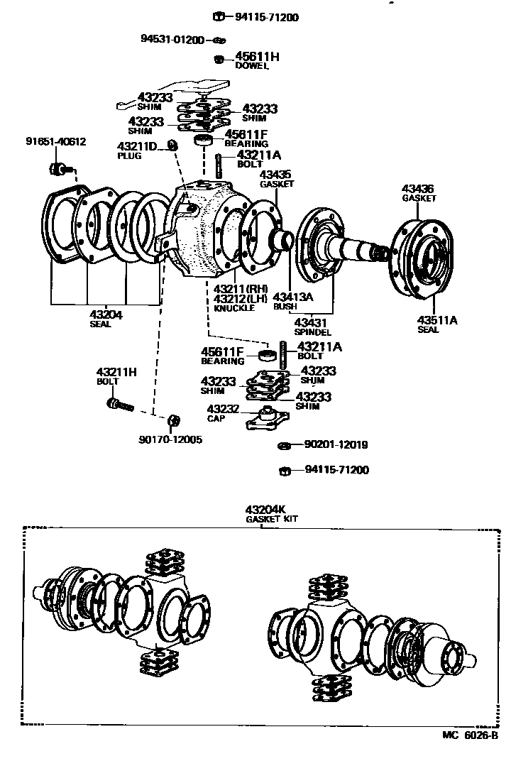 Toyota HILUX 前桥控制臂和转向节 EPC diagram — MC6026B