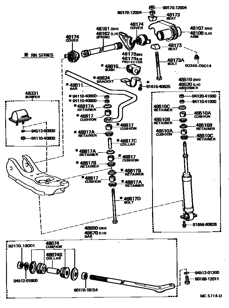 Toyota HILUX Front Spring & Shock Absorber EPC diagram — MC5714D