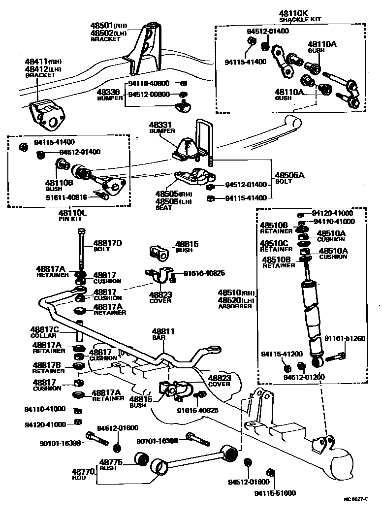 Toyota HILUX Front Spring & Shock Absorber EPC diagram — MC6027C