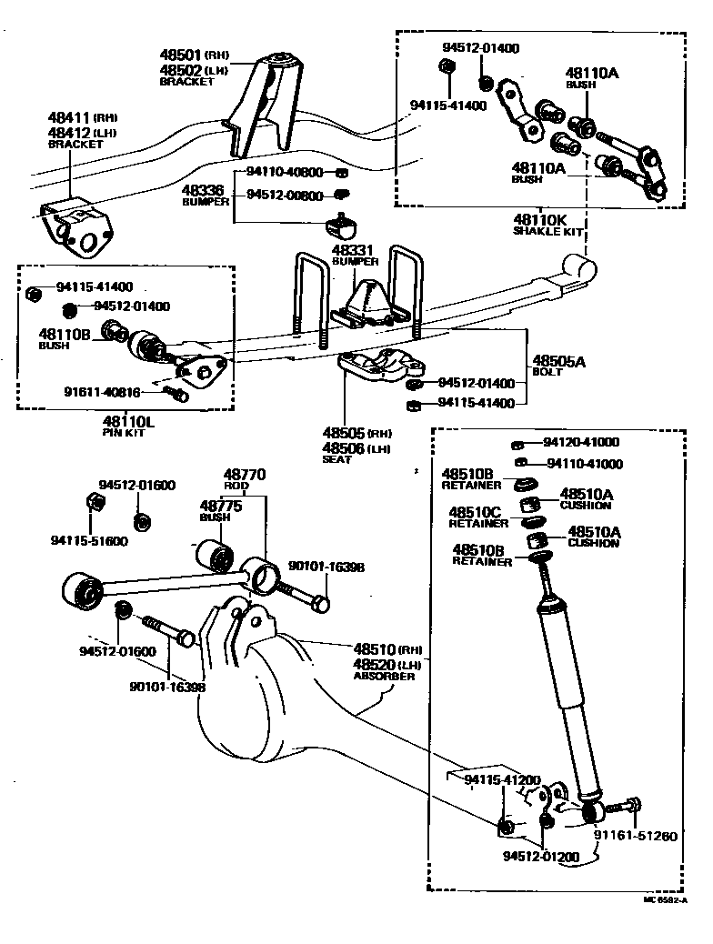 Toyota HILUX Front Spring & Shock Absorber EPC diagram — MC6592A