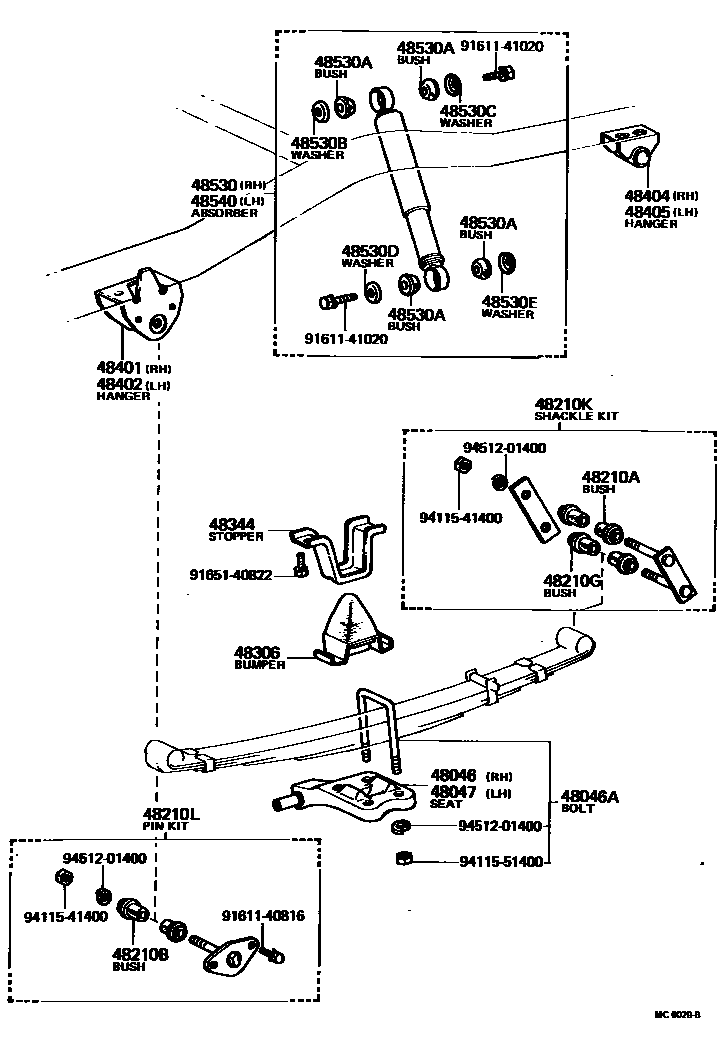 Toyota HILUX Rear Spring & Shock Absorber EPC diagram — MC6029B