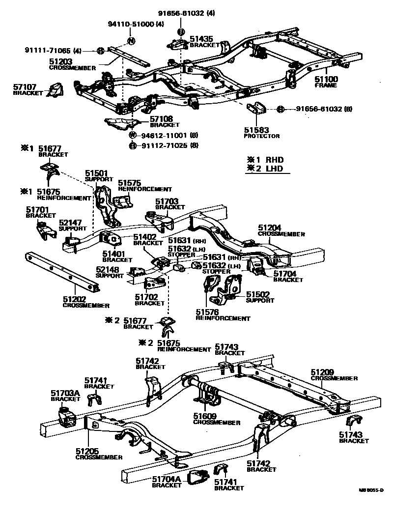Toyota HILUX 车架 EPC diagram — MB8055D