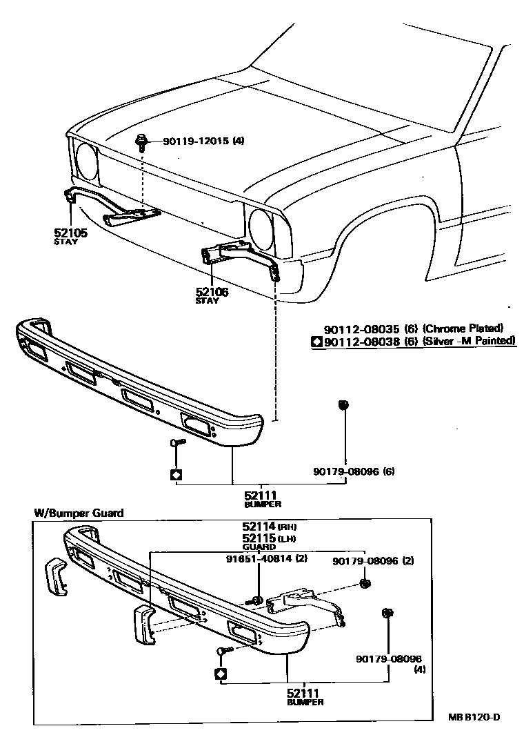Toyota HILUX 前保险杠及附件 EPC diagram — MBB120D