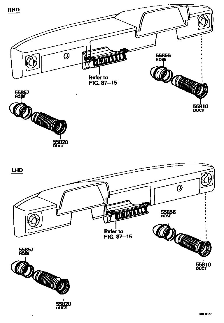 Toyota HILUX 前通风装置 EPC diagram — MB8077