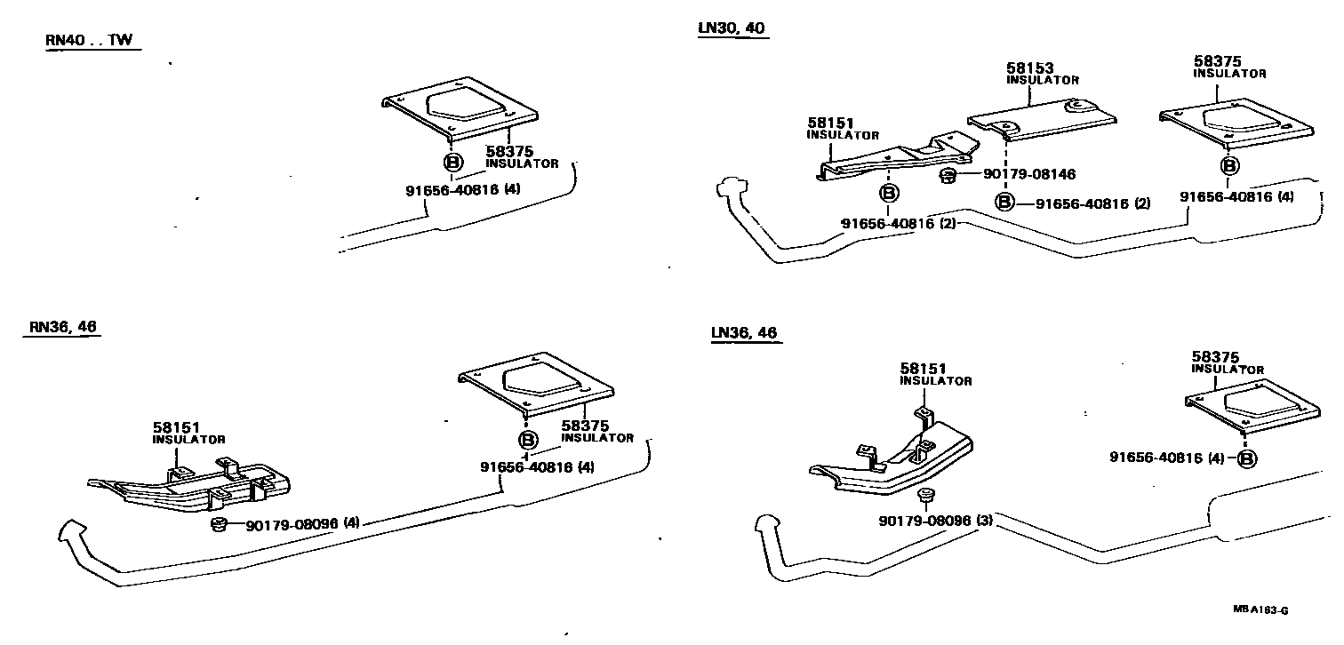 Toyota HILUX 地板隔热垫 EPC diagram — MBA163G