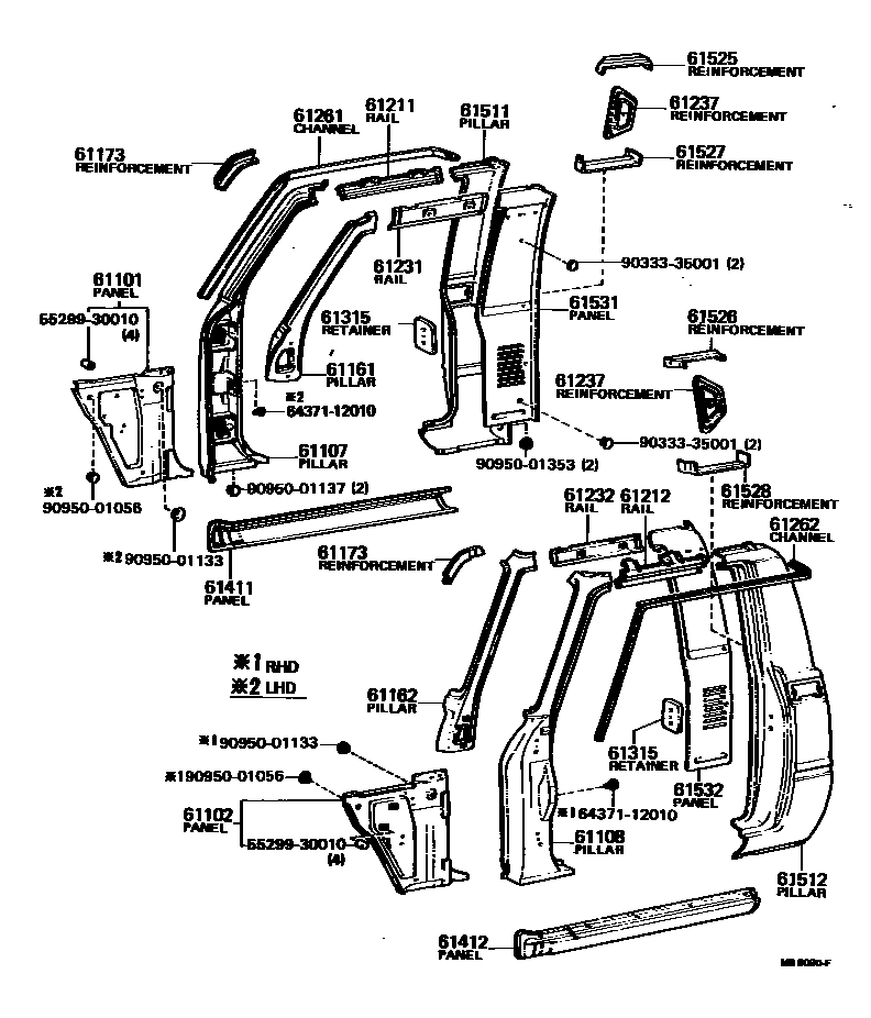 Toyota HILUX 侧梁 EPC diagram — MB8090F
