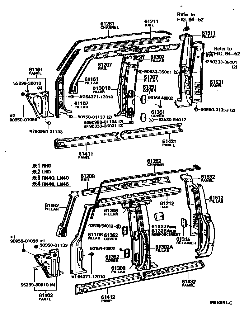 Toyota HILUX 侧梁 EPC diagram — MB8851G