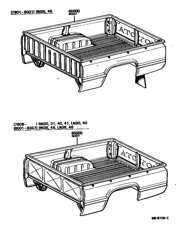 Toyota HILUX rear body assembly EPC diagram — MB8100C