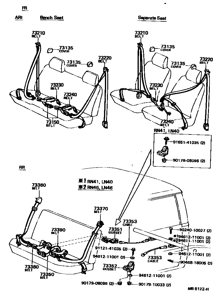 Toyota HILUX seat belt EPC diagram — MB8122H