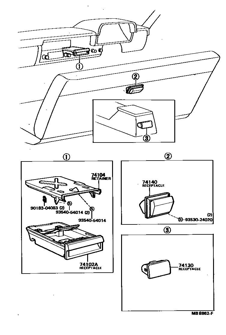 Toyota HILUX 烟灰盒 EPC diagram — MB8862F