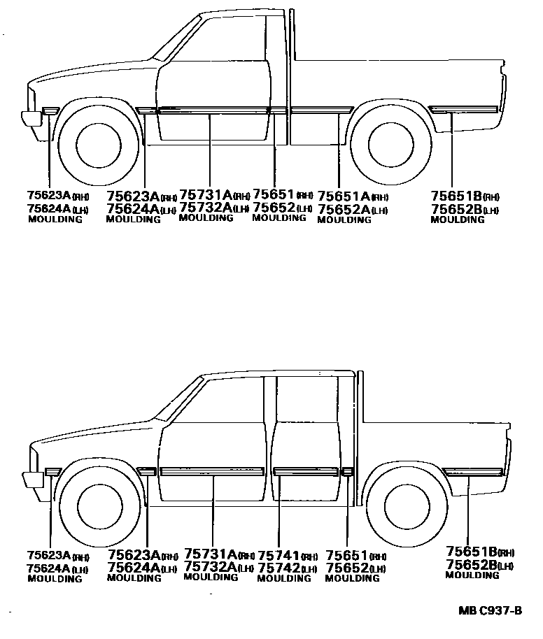 Toyota HILUX 防护条 EPC diagram — MBC937B