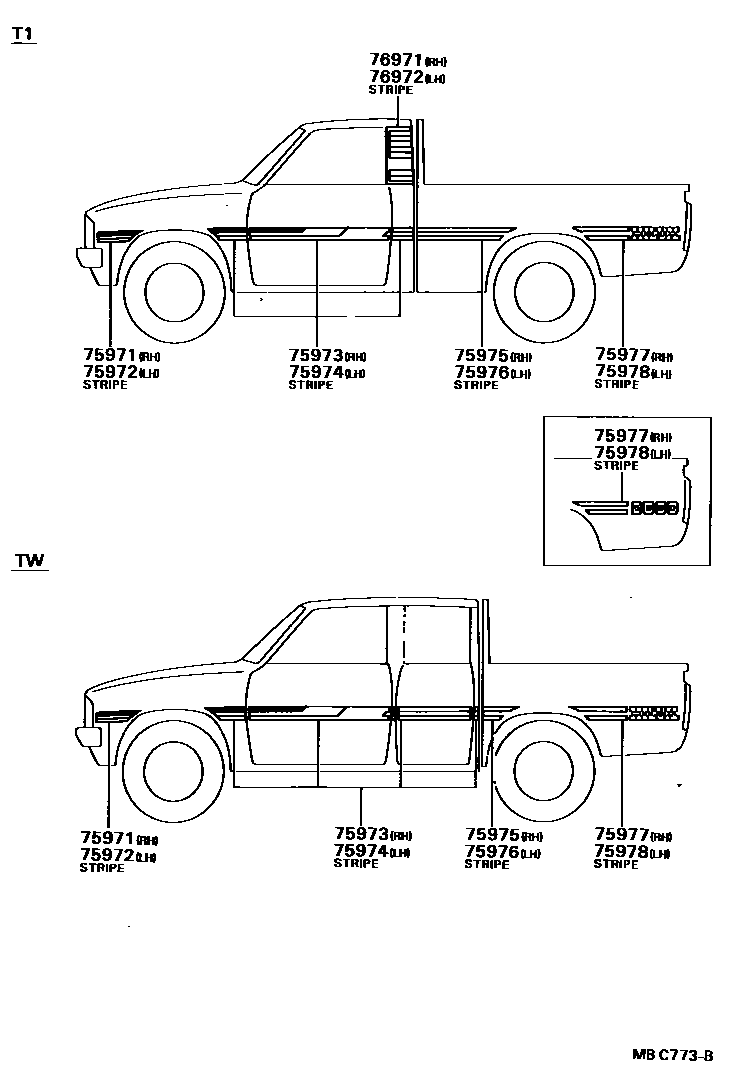 Toyota HILUX 车身镶条 EPC diagram — MBC773B