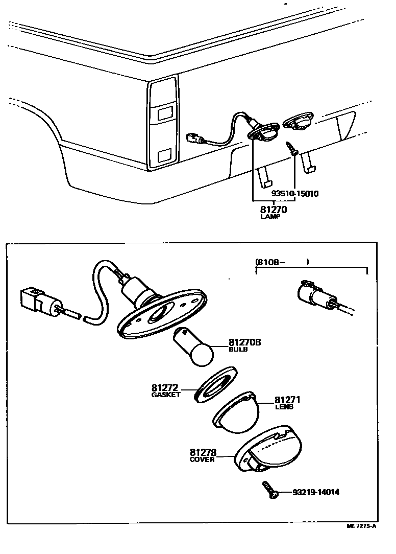 Toyota HILUX 后牌照灯 EPC diagram — ME7275A