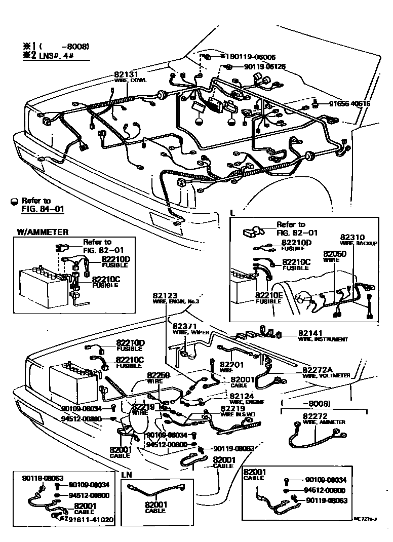 Toyota HILUX 线束和卡夹 EPC diagram — ME7276J