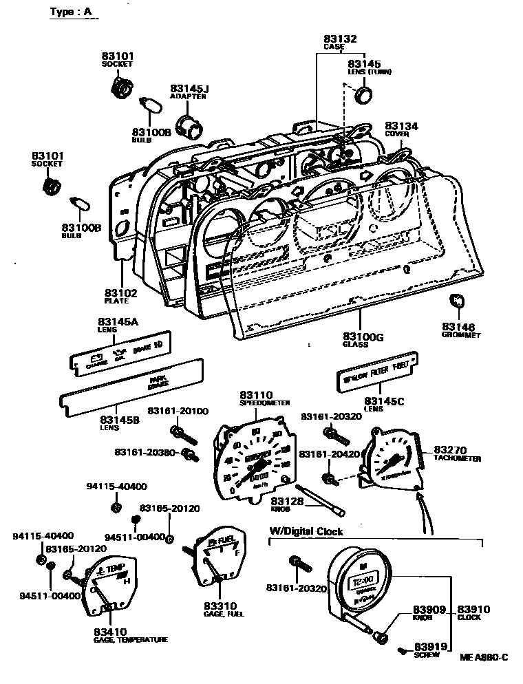 Toyota HILUX 仪表 EPC diagram — MEA880C