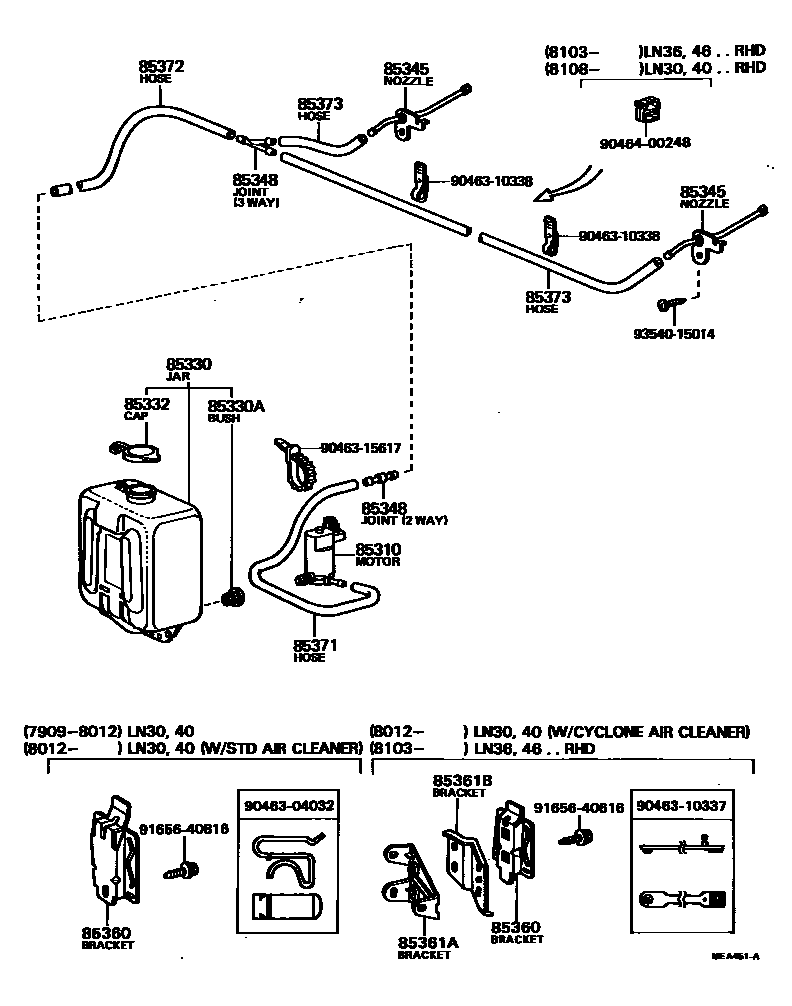 Toyota HILUX 挡风玻璃清洗器 EPC diagram — MEA451A