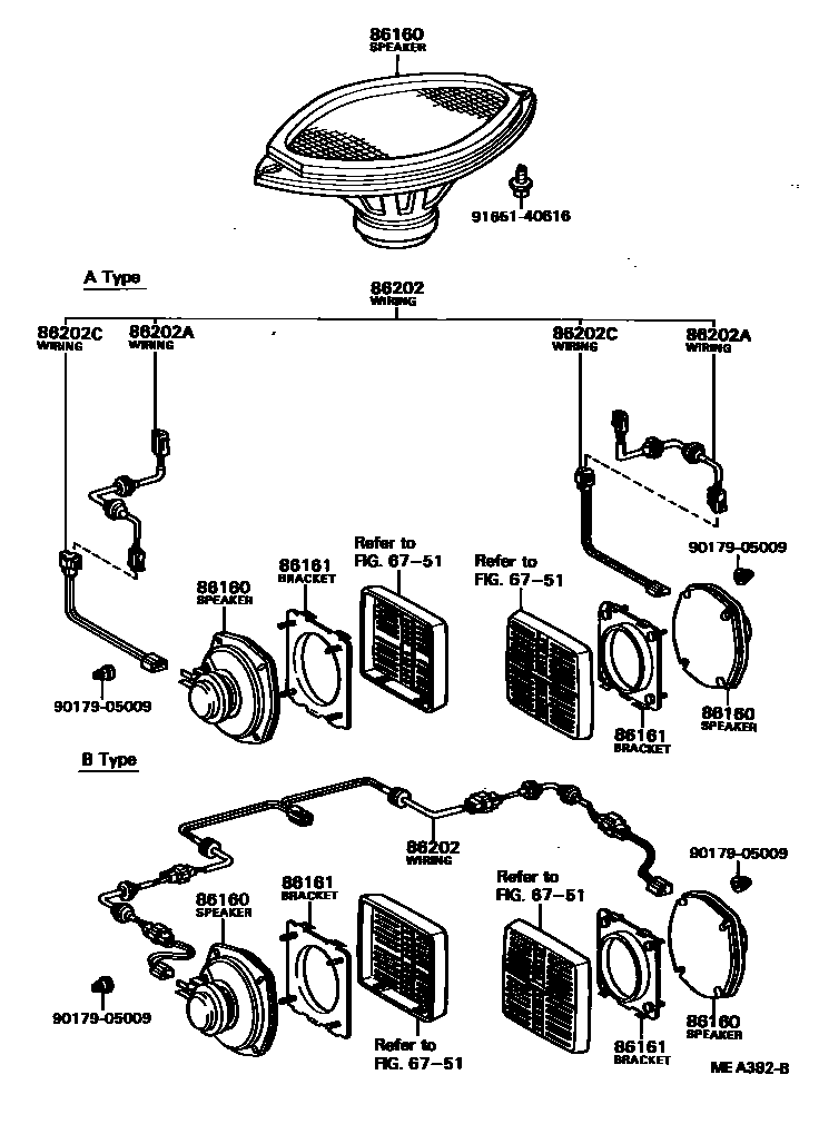 Toyota HILUX 扬声器 EPC diagram — MEA382B