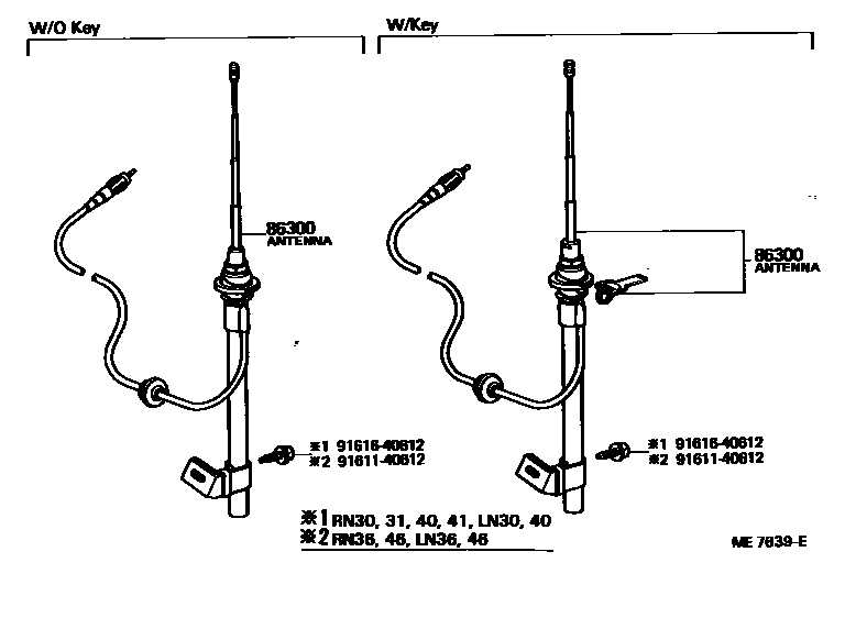 Toyota HILUX antenna EPC diagram — ME7639E