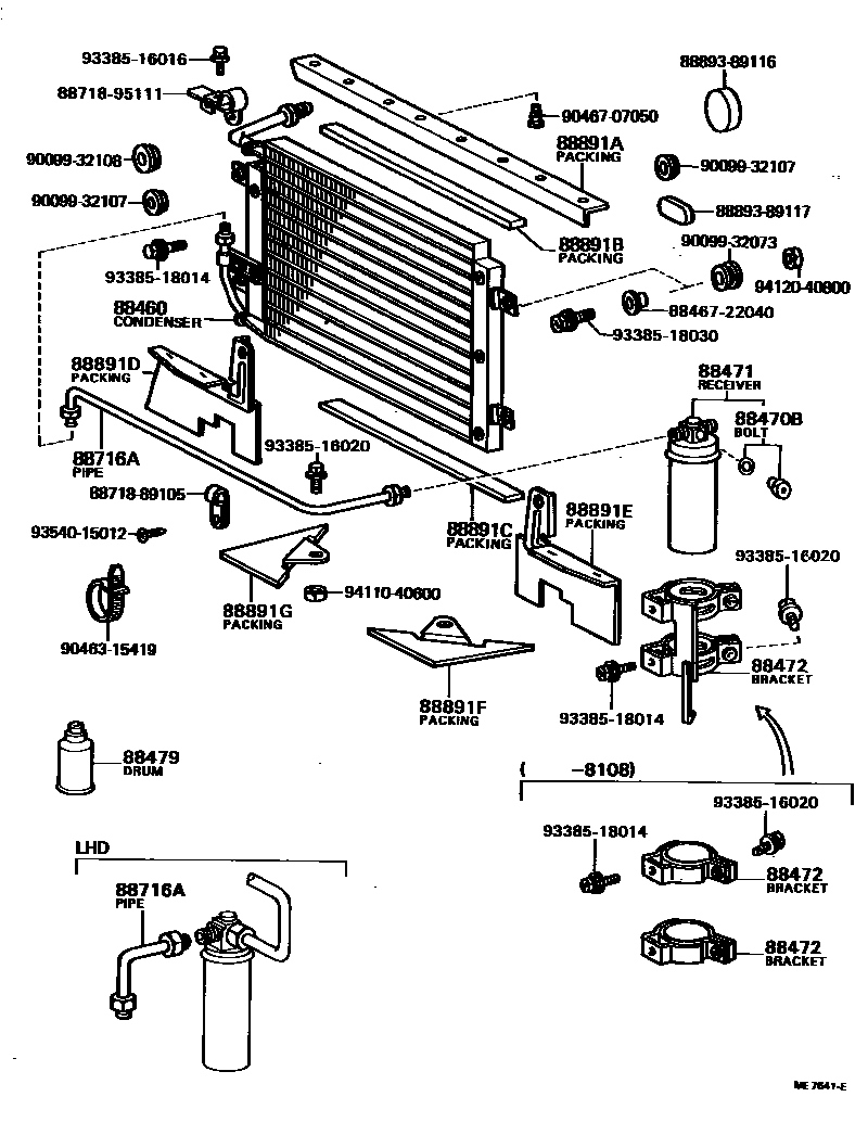 Toyota HILUX Heating & Air Conditioning - Cooler Piping EPC diagram — ME7641E