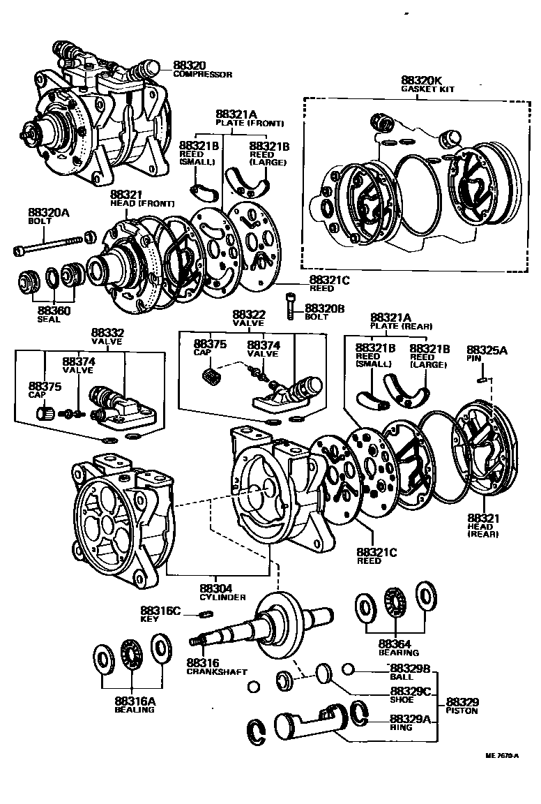 Toyota HILUX Heating & Air Conditioning - Compressor EPC diagram — ME7670A
