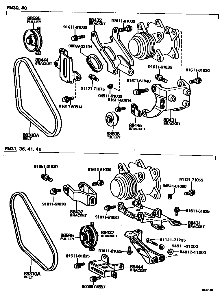 Toyota HILUX Heating & Air Conditioning - Compressor EPC diagram — MEB138